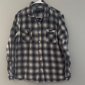 Men's Plaid Casual Button Down Shirt - Black and Gray